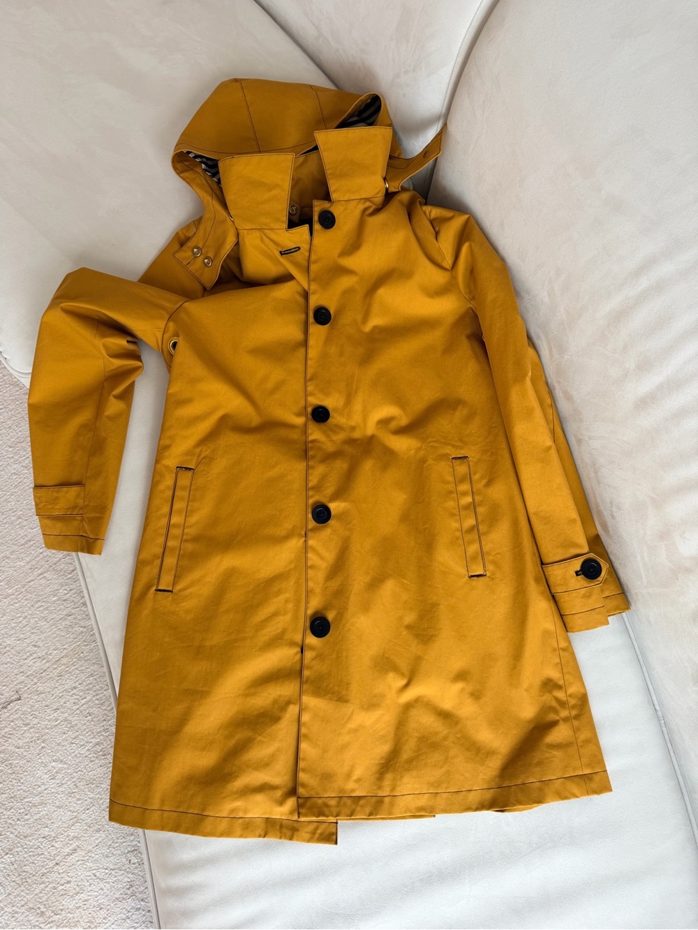 Feller - Women’s Mustard Hooded Raincoat Jacket - Lightweight Water-Resistant